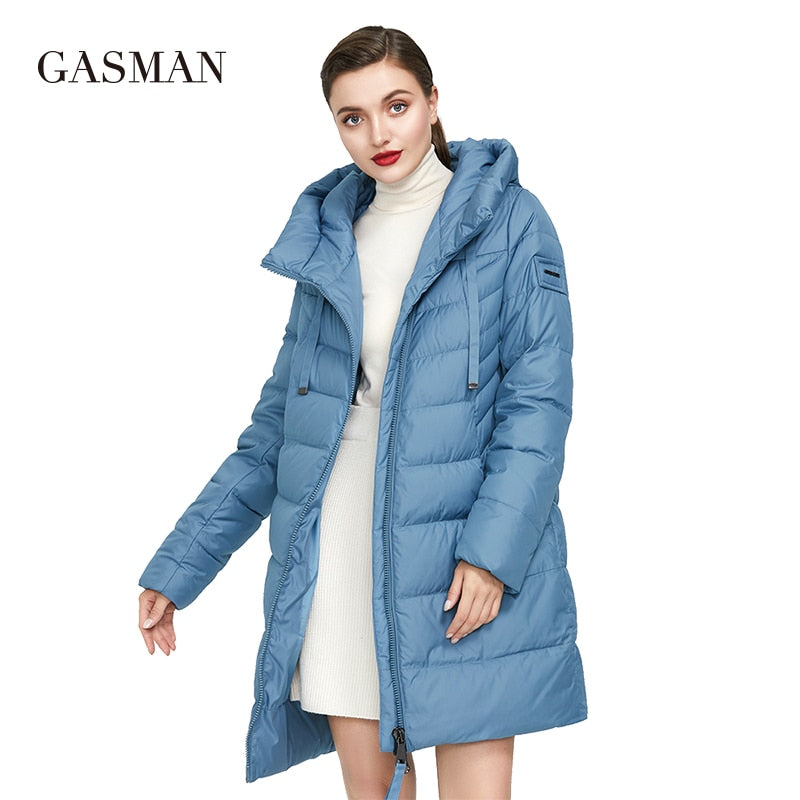 GASMAN 2022, chaqueta larga acolchada de invierno para mujer, abrigo grueso para mujer, Parka con capucha, ropa de algodón de marca cálida para mujer, M-180 de invierno