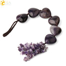 CSJA Herzform Naturstein Auto Hängende Chakra Chip Perle Heilung Kristall Handgefertigte Webart Glücksverzierung Fensterwanddekoration G541