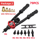 HIFESON Nietmutternpistole mit Handgewinde, 70/95/300 STÜCKE, Muttern einsetzen, manuelles Nietgerät, Nietwerkzeug für M3, M4, M5, M6, M8, M10, M12