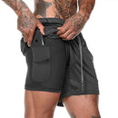 2022 NEUE Herren Laufshorts Herren 2 in 1 Sportshorts Herren Doppeldeck Schnelltrocknend Sport Herren Shorts Jogging Gym Shorts Herren