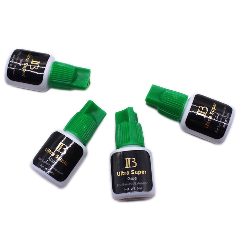 5 botellas / lote I-Beauty IB Ultra Super Glue 5ml Extensiones de pestañas individuales de secado rápido Green Cap Lash Glue Maquillaje al por mayor