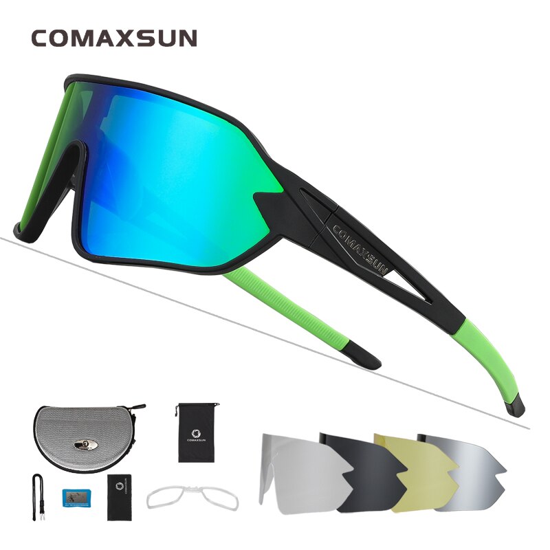 COMAXSUN gafas de ciclismo polarizadas 5 lentes MTB bicicleta de carretera deporte espejo gafas de sol gafas de montar Anti-UV400 gafas de bicicleta