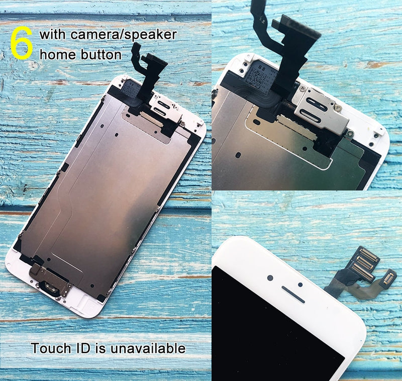 Para iPhone 6 LCD Conjunto completo Conjunto táctil completo para iPhone 6S Pantalla de reemplazo Pantalla para iphone 7 Cámara lcd + botón de inicio