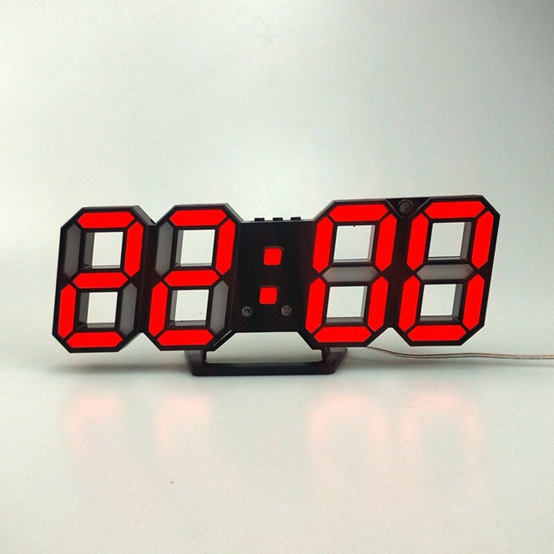 Reloj de pared digital Reloj despertador LED 3D Relojes de escritorio electrónicos con pantalla de temperatura grande de 12/24 horas