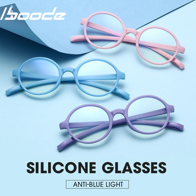 Iboode, gafas de silicona para niños con luz Anti-azul, gafas de marco suave para niños, gafas lisas, montura de ojos para bebés, gafas de moda 2020