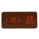 Wecker LED Digital Wooden USB/AAA Powered Tischuhr mit Temperatur Feuchtigkeit Sprachsteuerung Snooze Elektronische Tischuhren