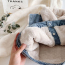 80-140 cm Winter Mädchen Jungen Dicke Warme Fleece Weste Baby Kinder Kinder Jeans Denim Weste