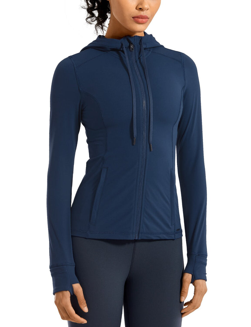 Ropa deportiva Chaqueta deportiva para mujer Chaqueta con capucha y cremallera completa cepillada mate para mujer Abrigos Ropa de abrigo Chaquetas deportivas con capucha para entrenamiento Bolsillos