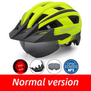 Victgoal casco de bicicleta LED montaña carretera USB recargable luz casco de ciclismo para hombre visera gafas hombres MTB bicicleta casco