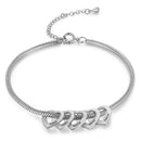Personalized Stainless Steel Heart Beads Chain Bracelets for Women Custom Engraved Family Name Anklets Wedding Gifts