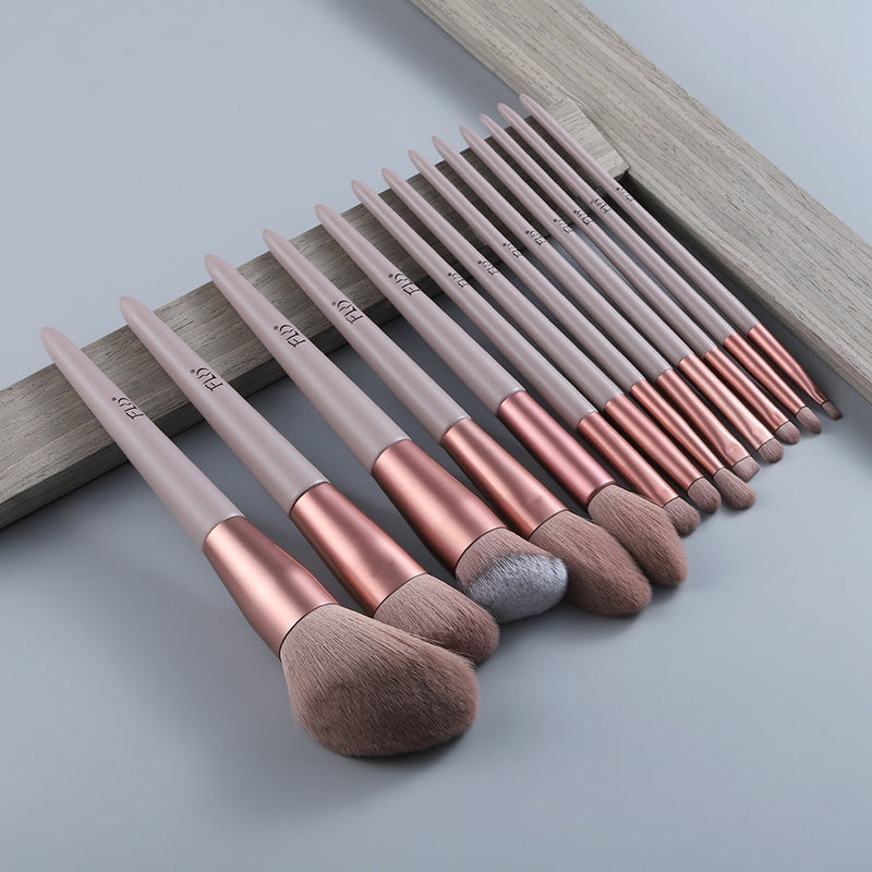 FLD 13pcs Natural Hair Makeup Brushes Set Professional Beauty Foundation Powder Blushes Eyeshadow Eyebrow Blending Brush Tools