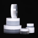 50 Stück Plastikdosen, leere Kosmetikbehälter, transparente Töpfe mit Deckel, weiße Kappe, Cremedose, Dose, Frosty, 3 g, 5 g, 10 g, 30 g, 50 g, 100 g