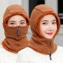 1pcs Women Winter Knitted Hat New Add Fur Lined Warm Winter Hats For Women With Zipper Keep Face And Ear Warmer Balaclava Cap