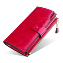 KANGAROO KINGDOM Vintage Luxury RFID Women Wallets Genuine Leather Long Zipper Clutch Purse Large Capacity Card Holder Wallet