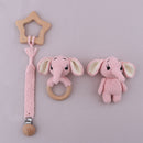 Mordedor de silicona para bebé, sonajero de madera, baberos de algodón de doble cara, muñecas para dormir, toalla calmante, accesorios de enfermera para recién nacidos