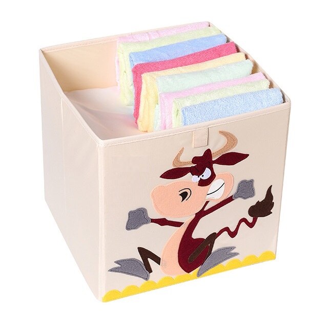 Caja de almacenamiento de cubo de animales bordado plegable de 13 pulgadas, tela Oxford, organizadores de juguetes para niños, contenedores, organizador de pecho para guardería infantil