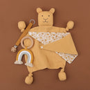 Mordedor de silicona para bebé, sonajero de madera, baberos de algodón de doble cara, muñecas para dormir, toalla calmante, accesorios de enfermera para recién nacidos