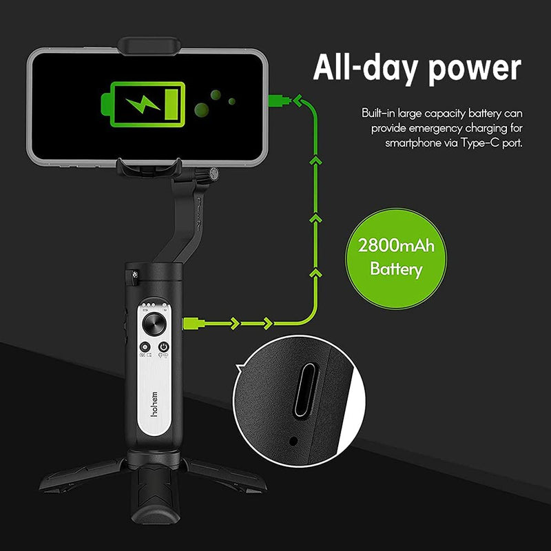 Hohem iSteady X2 3-Achsen-Gimbal-Stabilisator für Smartphone, mit Fernbedienung Faltbarer Telefon-Gimbal für iPhone 13 Pro Max/Samsung