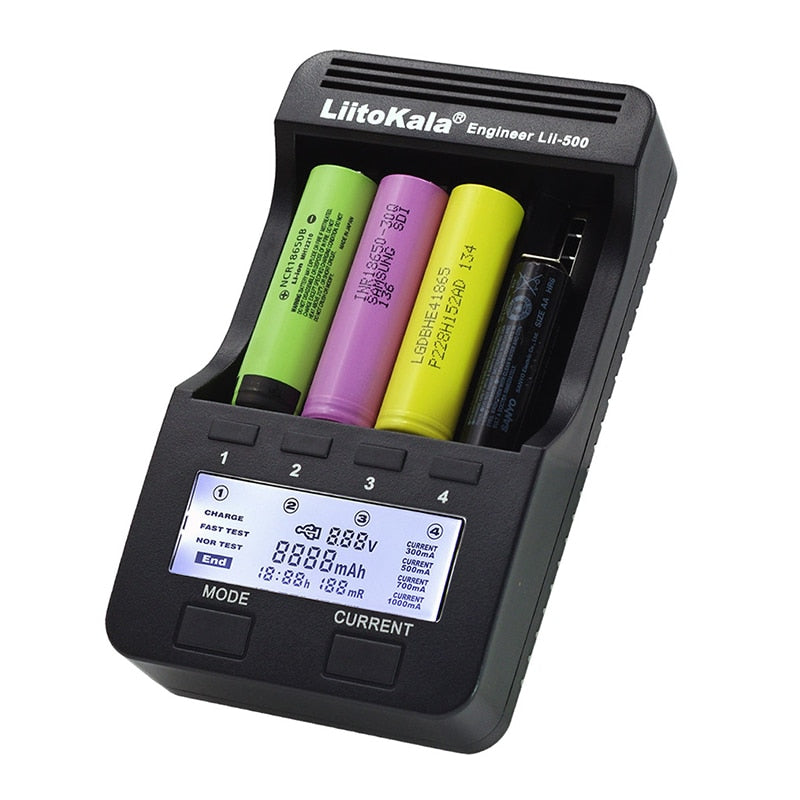 Liitokala Lii-500 LCD Battery Charger, Charging 18650 3.7V 18350 18500 16340 25500 10440 14500 26650 1.2V AA AAA NiMH Battery