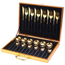 24-teiliges Gold-Geschirr-Set, Edelstahl-Geschirr-Set, Messer, Gabel, Löffel, Luxus-Besteck, Geschenkbox, Besteck, spülmaschinenfest