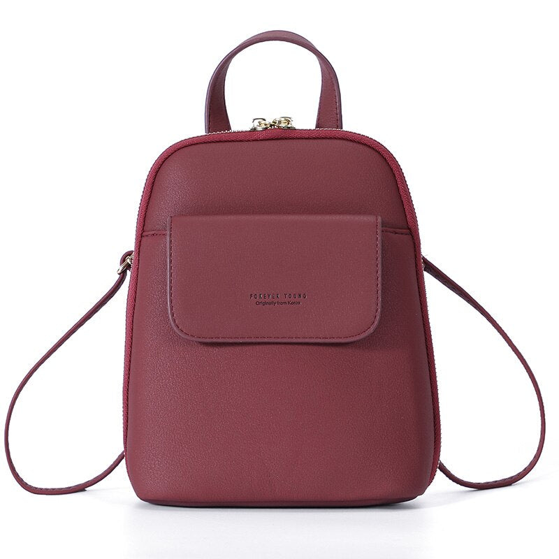 Forever Young Women Backpack Fashion Small Backpack Female Soft Leather Ladies Bag Satchel Mini Mochila Purse High Quality