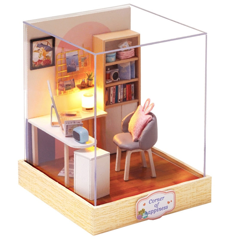 Doll House Furniture Diy Miniature 3D Wooden Miniaturas Dollhouse Toys for Children Birthday Gifts Casa Kitten Diary H013