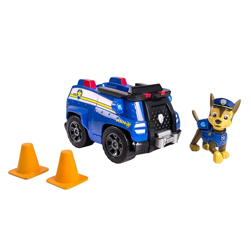 Juego de cachorros de perro de rescate de la patrulla canina genuina, coche de juguete, Patrulla Canina, modelo de figura de acción, Chase Skye, coche de escombros para niños, regalo