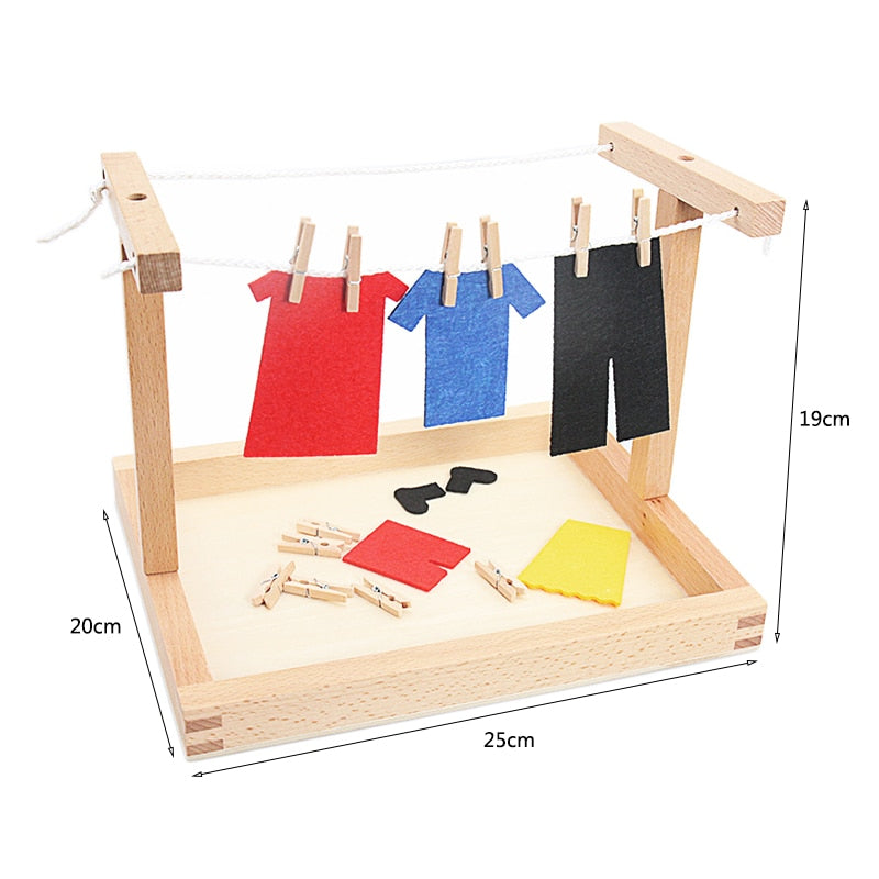 Baby Montessori Holz DIY Mini Simulation Kleidung Trocknen Rahmen Kleidung Anzug Spielzeug für Kinder Grundlegende Lebenspraxis Trainingsspielzeug