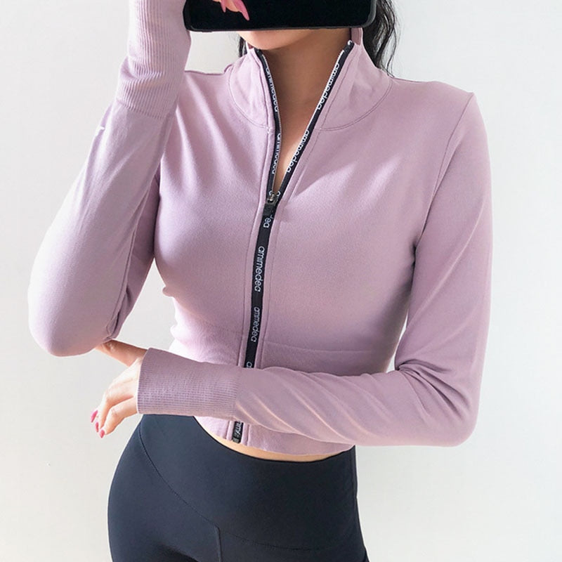 Jerseys para mujer, camiseta deportiva, chaqueta para mujer, top corto de manga larga, camiseta deportiva para Fitness, Top de Yoga, chaqueta de entrenamiento, camisetas de gimnasio para mujer