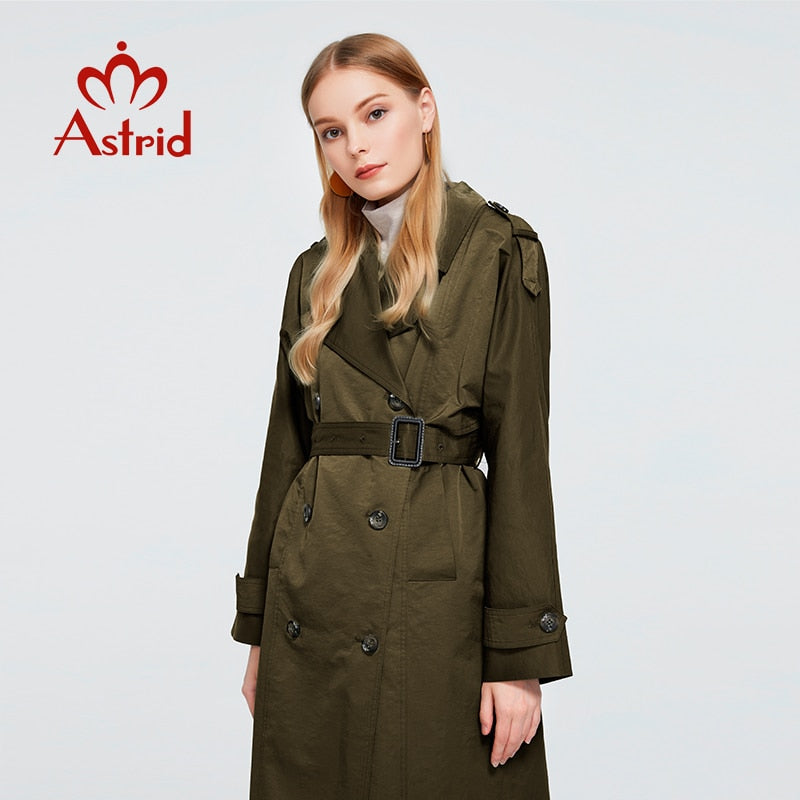 Astrid New Spring Autumn Trench Coat long Fashion Windproof  hood large size Outwear Windbreaker female clothing 7246