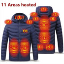 Männer 9 Bereiche Beheizte Jacke USB Winter Outdoor Elektrische Heizjacken Warm Sprots Thermomantel Kleidung Beheizbare Baumwolljacke