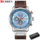 CURREN Markenuhr Männer Leder Sportuhren Herren Armee Militär Quarz Armbanduhr Chronograph Männliche Uhr Relogio Masculino