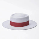 VRIGINER Hochwertiger Herbst-Winter-Fedora-Hut für Damen, Mode, große Frauen, 100 % Wollhut, flacher Damenhut mit breiter Krempe für den Winter