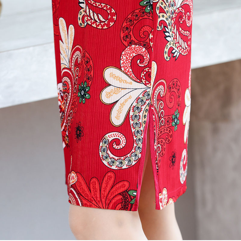 Woman Chinese Cheongsam Vintage Qipao Dress Retro Short Sleeve Oriental Traditional Lady Elegant Wedding Party Dresses 2022 New