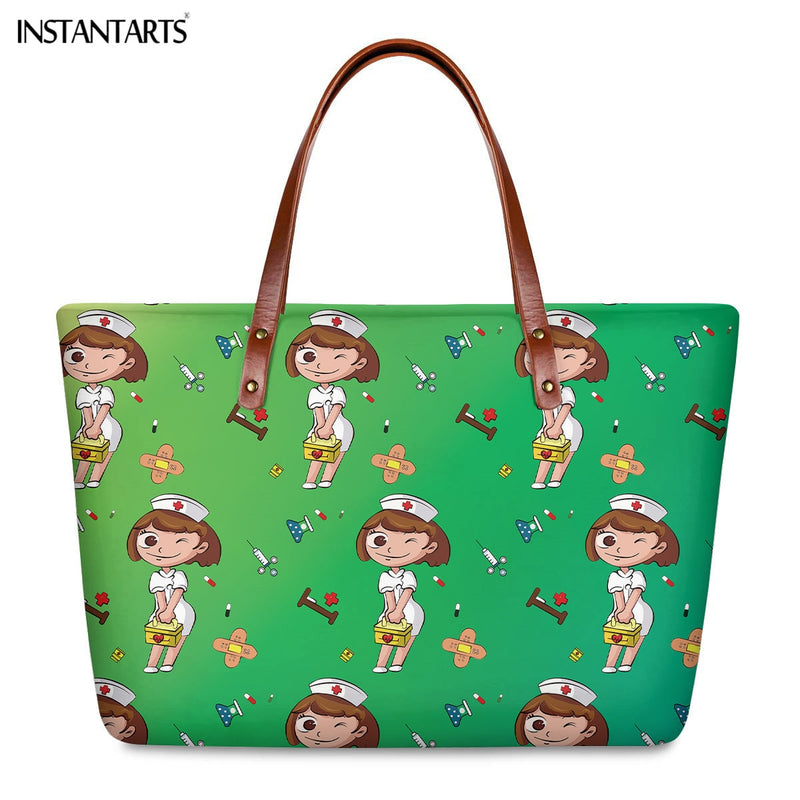 Bolsos de trabajo informales con estampado de enfermera de dibujos animados instantáneos para mujer, bolso de mano de gran capacidad, bolso de hombro de viaje a la moda paramédico de Hospital