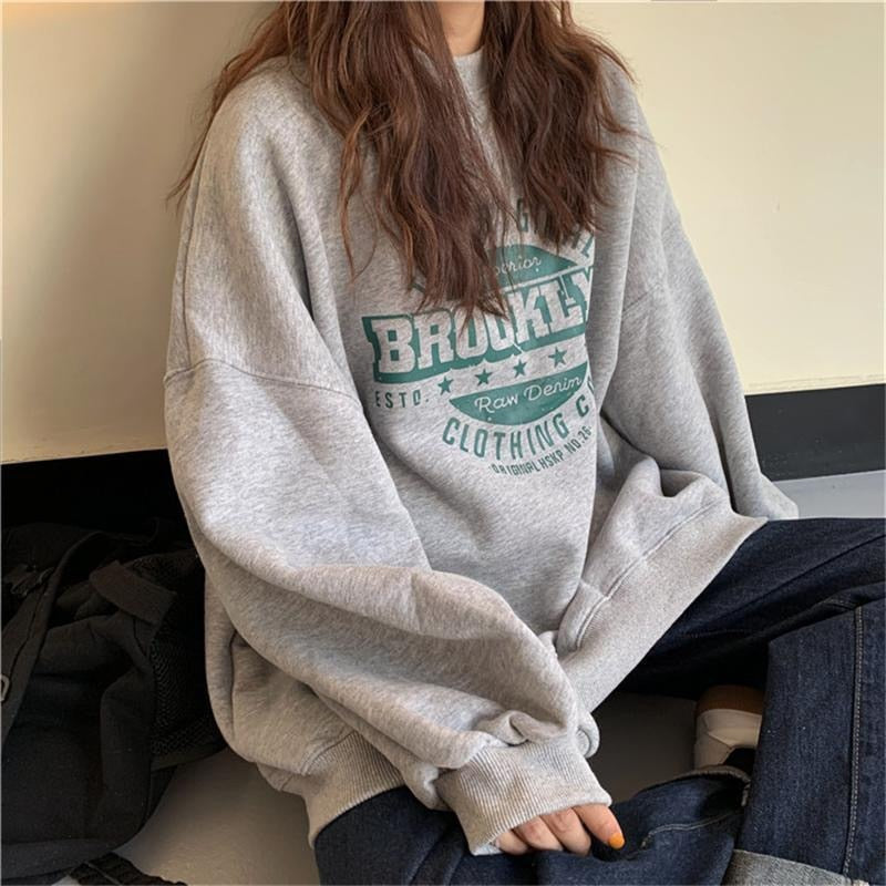 Dünnes Pullover-Sweatshirt Mode Herbst Designer Lose Sweatshirt mit Rundhalsausschnitt Harajuku Hoodie Polerones Mujer 2022 Kpop Kleidung