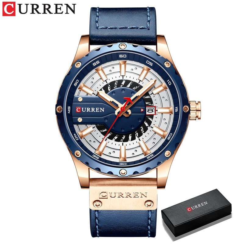 CURREN Uhren Top-Marke Mode Leder Armbanduhr Casual Quarz Herrenuhr New Chic Leuchtzeiger Uhr