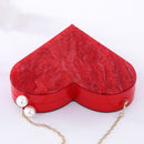 Bolso de mano de acrílico de diseñador único a la moda con cadena de perlas en forma de corazón rojo, bolso de noche para fiesta, bolsos de hombro para mujer, bolsos de mano calientes