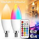 E14 LED Bulb Candle Color Indoor Neon Sign Light Bulb RGB Tape With Controller Lighting 220V E12 Dimmable Smart Lamp For Home