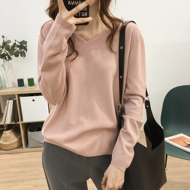 Woman Sweaters V-Neck knit Bottoming Loose Shirt Spring New Oversize Women's Tops Pullover Big Sweater Autumn Korean кардиган