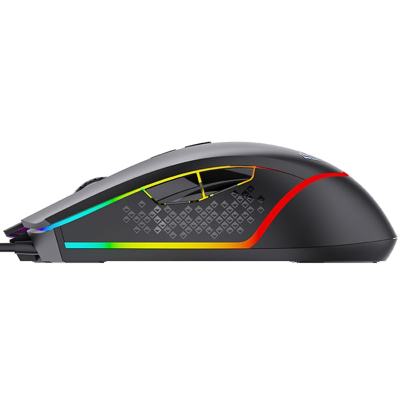 AULA F805 RGB Gaming-Maus 6400 DPI Kabelgebundene USB-Computermaus mit Hintergrundbeleuchtung 7 programmierbare Tasten Ergonomisch für Laptop-Desktop