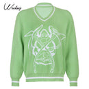 Weekeep Y2k ropa de calle con estampado elegante suéter de gran tamaño mujer Casual Otoño Invierno jersey de punto moda suelta jerseys de punto