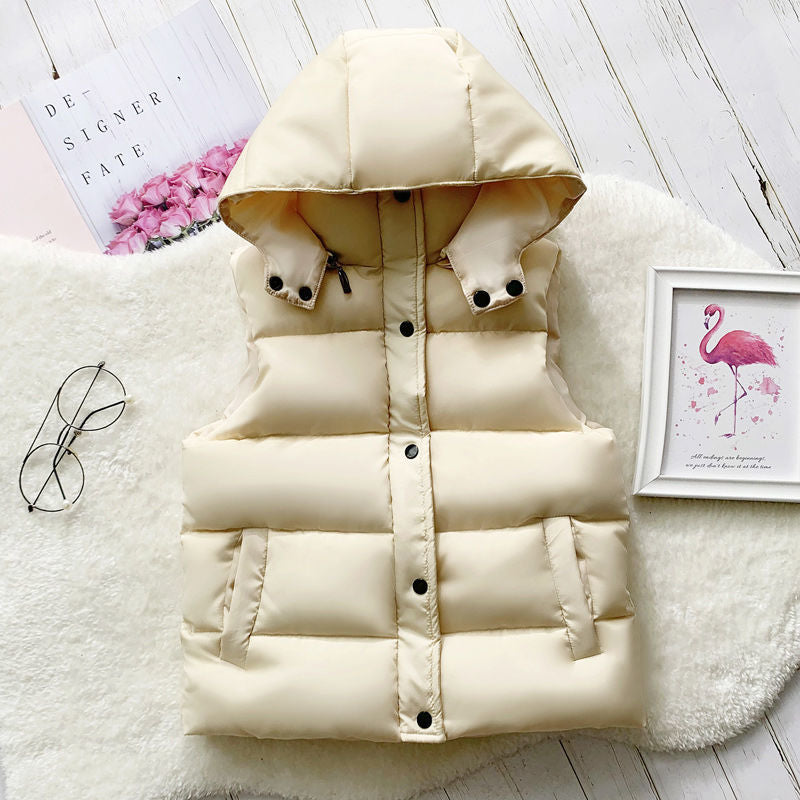 3-12Y Winter Warm Sleeveless Jacket For Children Jacket Thicken Hooded Vest For Boys Girls Kids Waistcoat Coat Insulated Vest