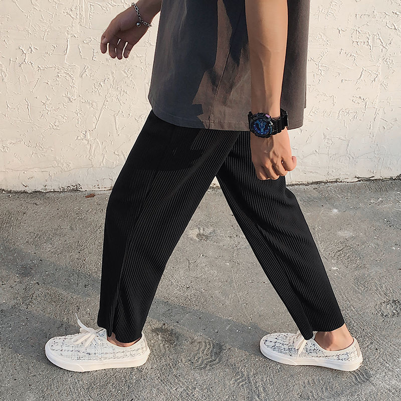 Pleated Straight Pants Men&