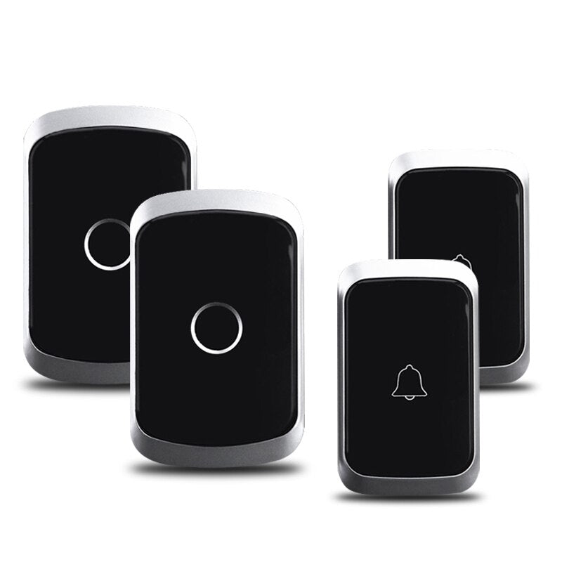 CACAZI Wireless Waterproof Doorbell 300M Remote US EU UK Plug LED Flash Home Cordless Door Bell Chime 1 2 Button 1 2 Receiver