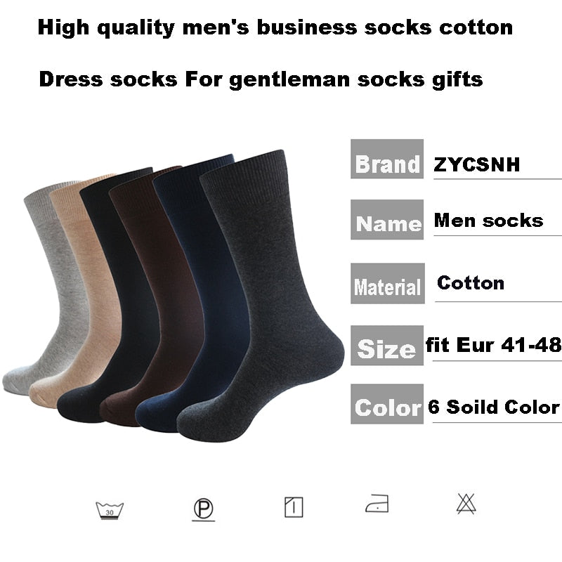 6 Pairs/Lot Large Size Men Socks Cotton Long Business Compression Harajuku Socks Winter Gentleman Sox Sokken Plus Size EU41-48