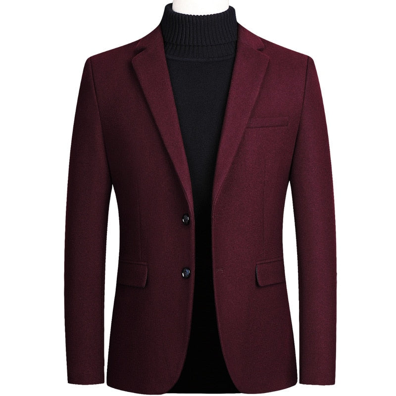 Herren Wollen Formelle Hochzeit Tudexo Anzugjacke Herren Business Casual Slim Fit klassische Wollblazer Schwarz Grau Rot Veste Homme 4XL