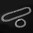 Halskette + Uhr + Armband Hip Hop Miami Curb Kubanische Kette Goldfarbe Iced Out Gepflasterte Strasssteine ​​CZ Bling Rapper Für Herrenschmuck