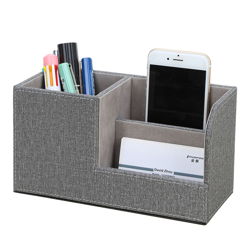 High Grade PU Leather Desk Organizer Wooden Pen Holder Pencil Box Marble Desk Storage Box &amp; Bin Stationery Pen Stand Containers