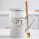 Luxus-Flamingo-Keramik-Marmor-Kaffeetassen, Milch- und Tee-Porzellantasse, verpackt mit Geschenkbox für Liebhaber, Hochzeitspaare